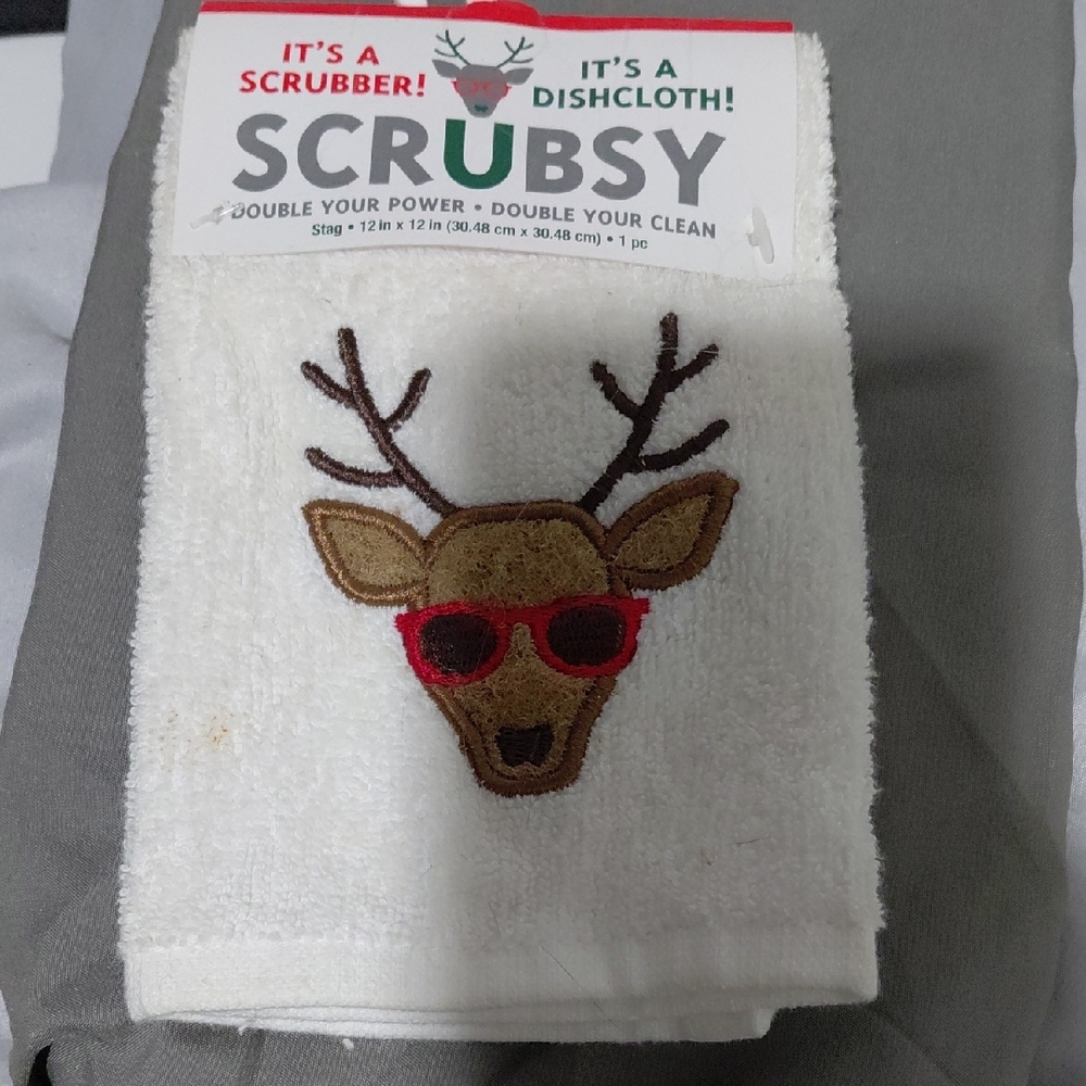 Smart Scrubs White and Brown Dishcloth